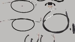 LA CHOPPERS Complete Black Vinyl Braided Handlebar Cable/Brake Line Kit - 12"-14" Handlebars - '12-'17 FXDB/C