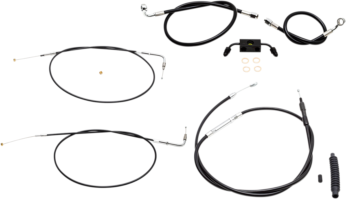 LA CHOPPERS Standard Black Vinyl Handlebar Cable/Brake Line Kit - 15"-17" Ape Hangers - '13-'22 Sportster