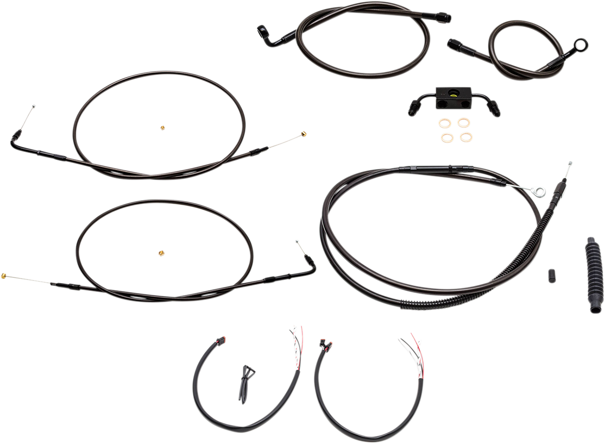LA CHOPPERS Complete Midnight Braided Cable Kit - Mini Handlebars - ABS - '13-'22 Sportster