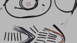 BURLY BRAND Jail Bar Cable Kit - 12" Handlebars - Black Vinyl - '04-'06 XL