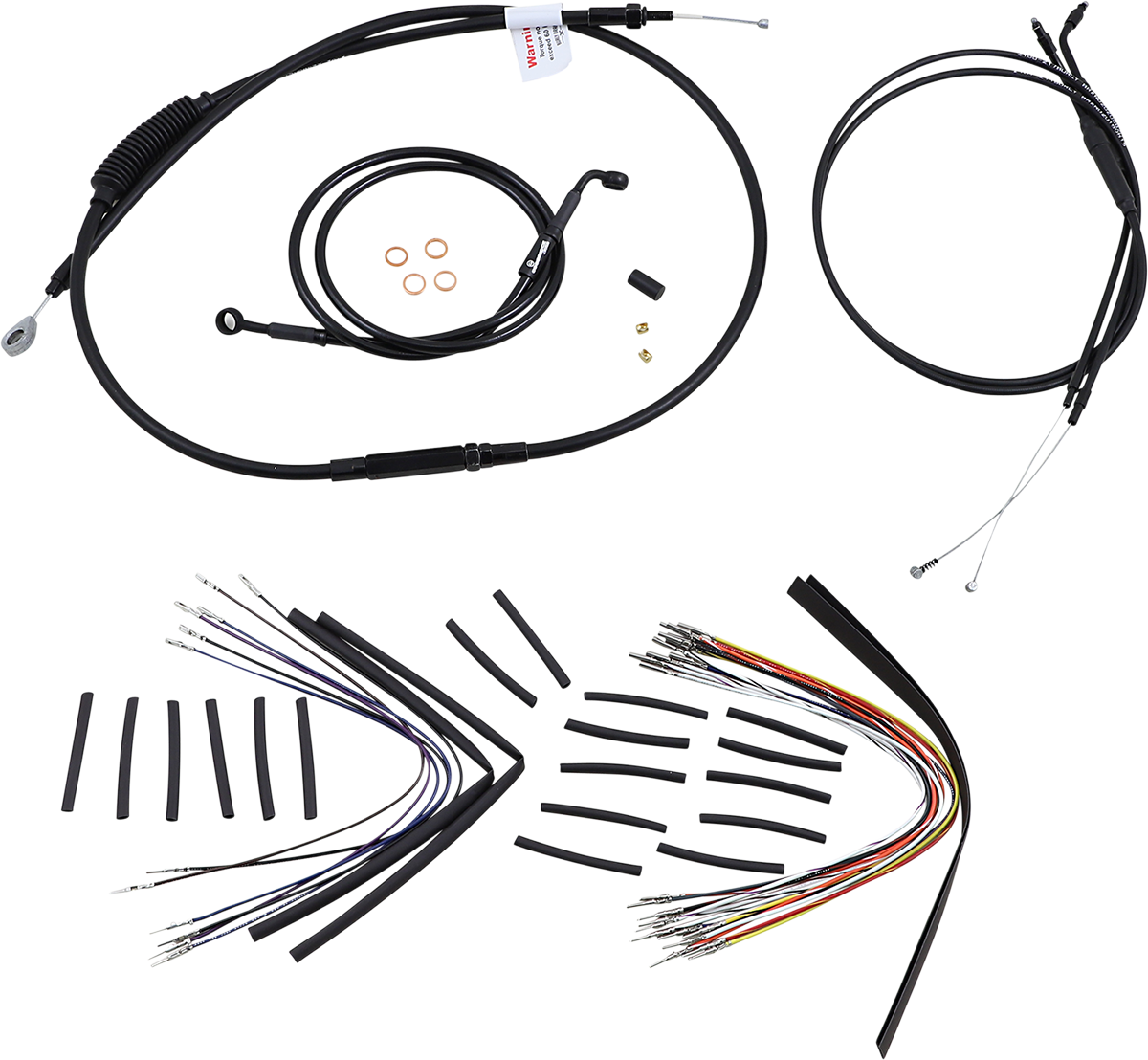 BURLY BRAND Jail Bar Cable Kit - 12" Handlebars - Black Vinyl - '04-'06 XL
