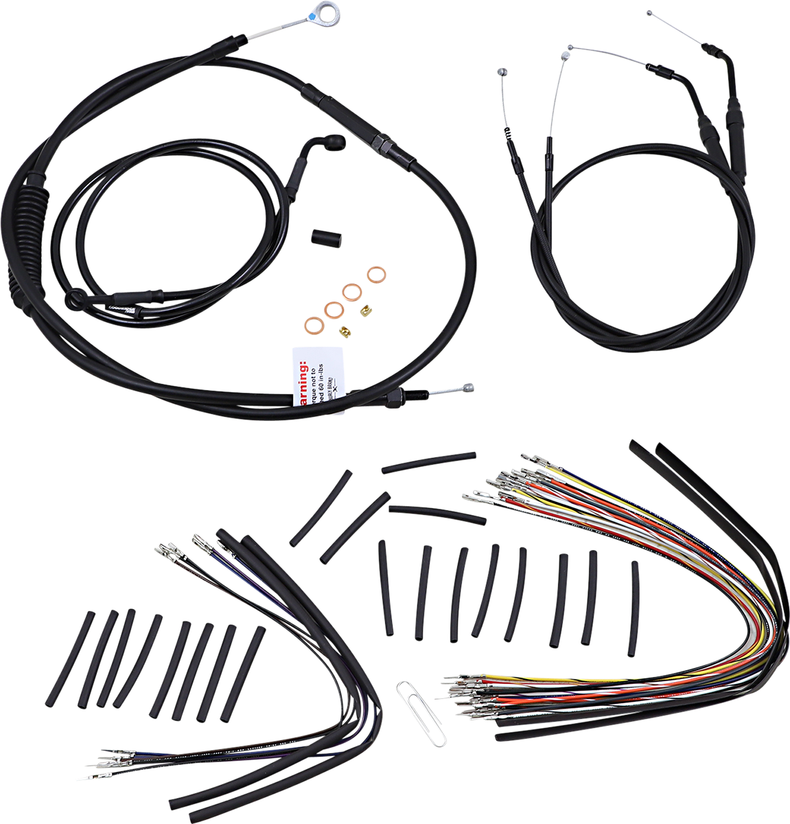 BURLY BRAND Jail Bar Cable Kit - 12" Handlebars - Black Vinyl - '07-'13 XL