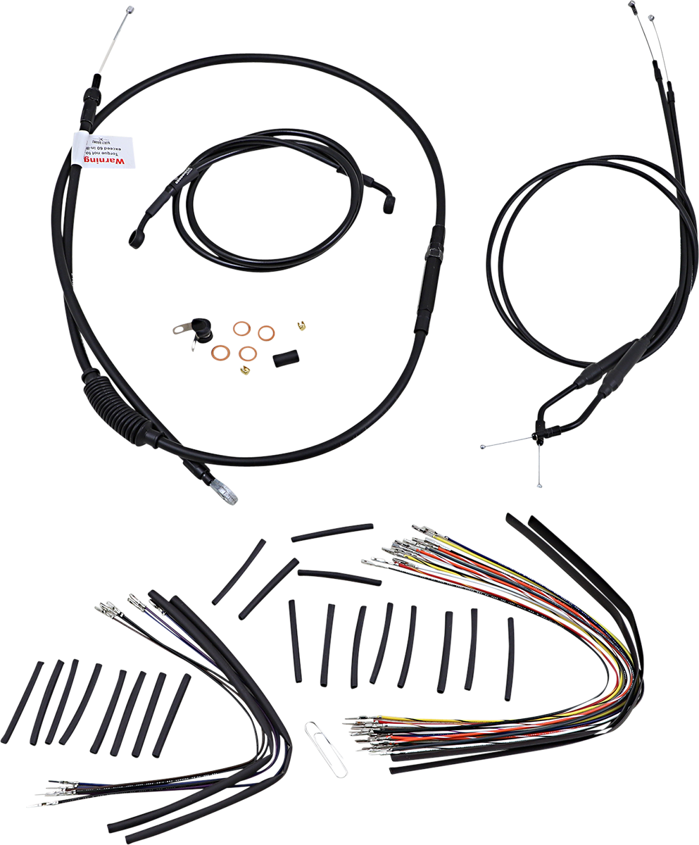 BURLY BRAND Jail Bar Cable Kit - 14" Handlebars - Black Vinyl - '07-'13 XL
