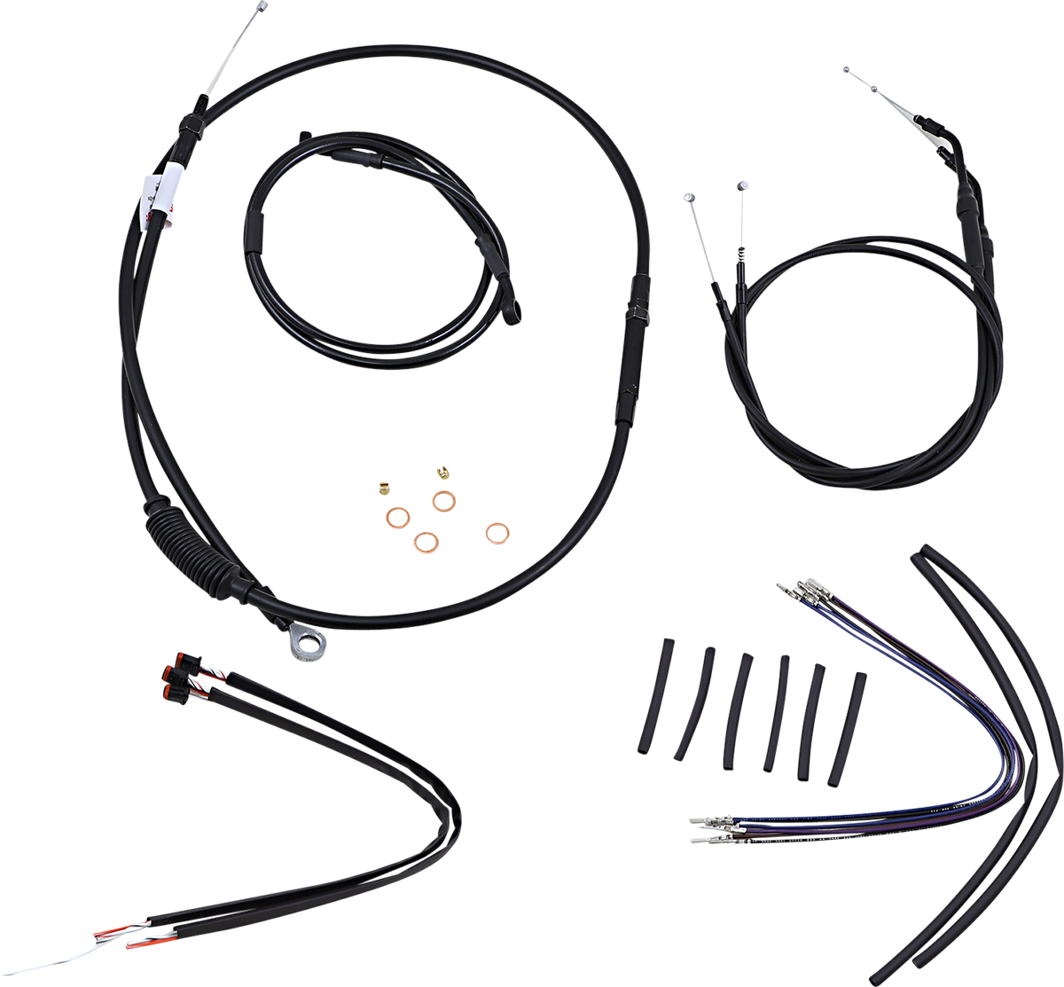 BURLY BRAND Jail Bar Cable Kit - 12" Handlebars - Black Vinyl - '14-'22 XL