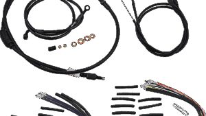 BURLY BRAND Jail Bar Cable Kit - 10" Handlebars - Black Vinyl - '07-'11 FXD