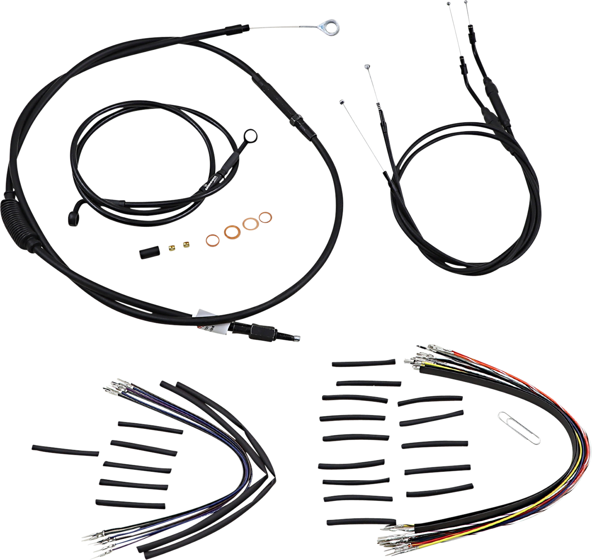 BURLY BRAND Jail Bar Cable Kit - 12" Handlebars - Black Vinyl - '07-'11 FXD