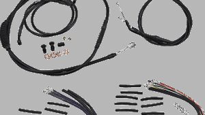 BURLY BRAND Jail Bar Cable Kit - 14" Handlebars - Black Vinyl - '07-'11 FXD