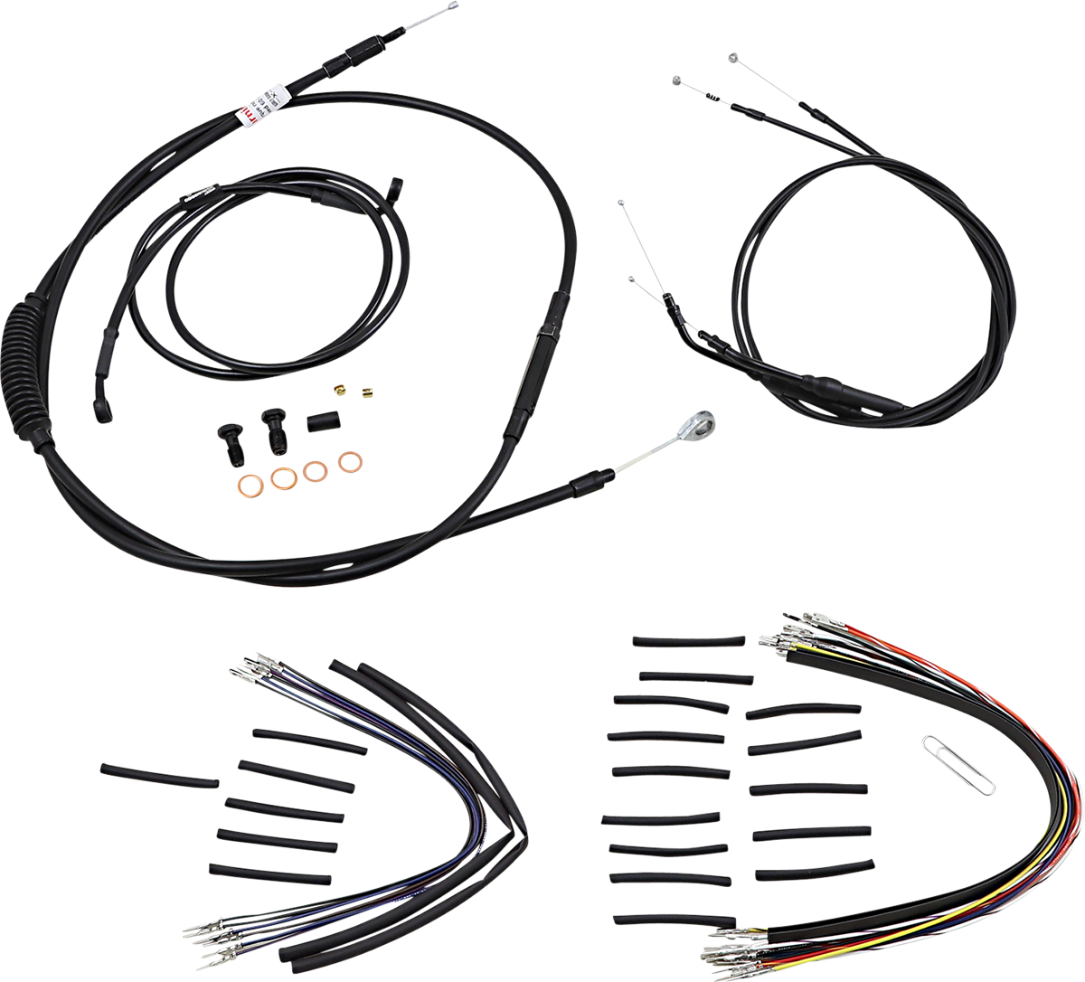 BURLY BRAND Jail Bar Cable Kit - 14" Handlebars - Black Vinyl - '07-'11 FXD