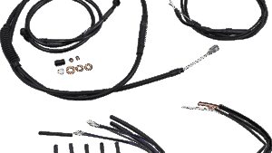 BURLY BRAND Jail Bar Cable Kit - 12" Handlebars - Black Vinyl - '12-'17 Dyna