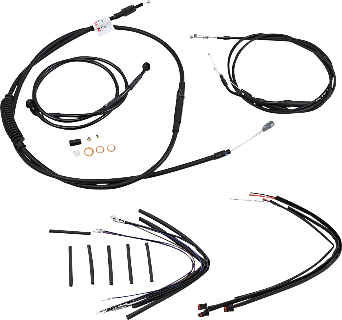 BURLY BRAND Jail Bar Cable Kit - 12" Handlebars - Black Vinyl - '12-'17 Dyna
