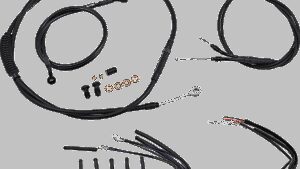 BURLY BRAND Jail Bar Cable Kit - 14" Handlebars - Black Vinyl - '12-'17 Dyna