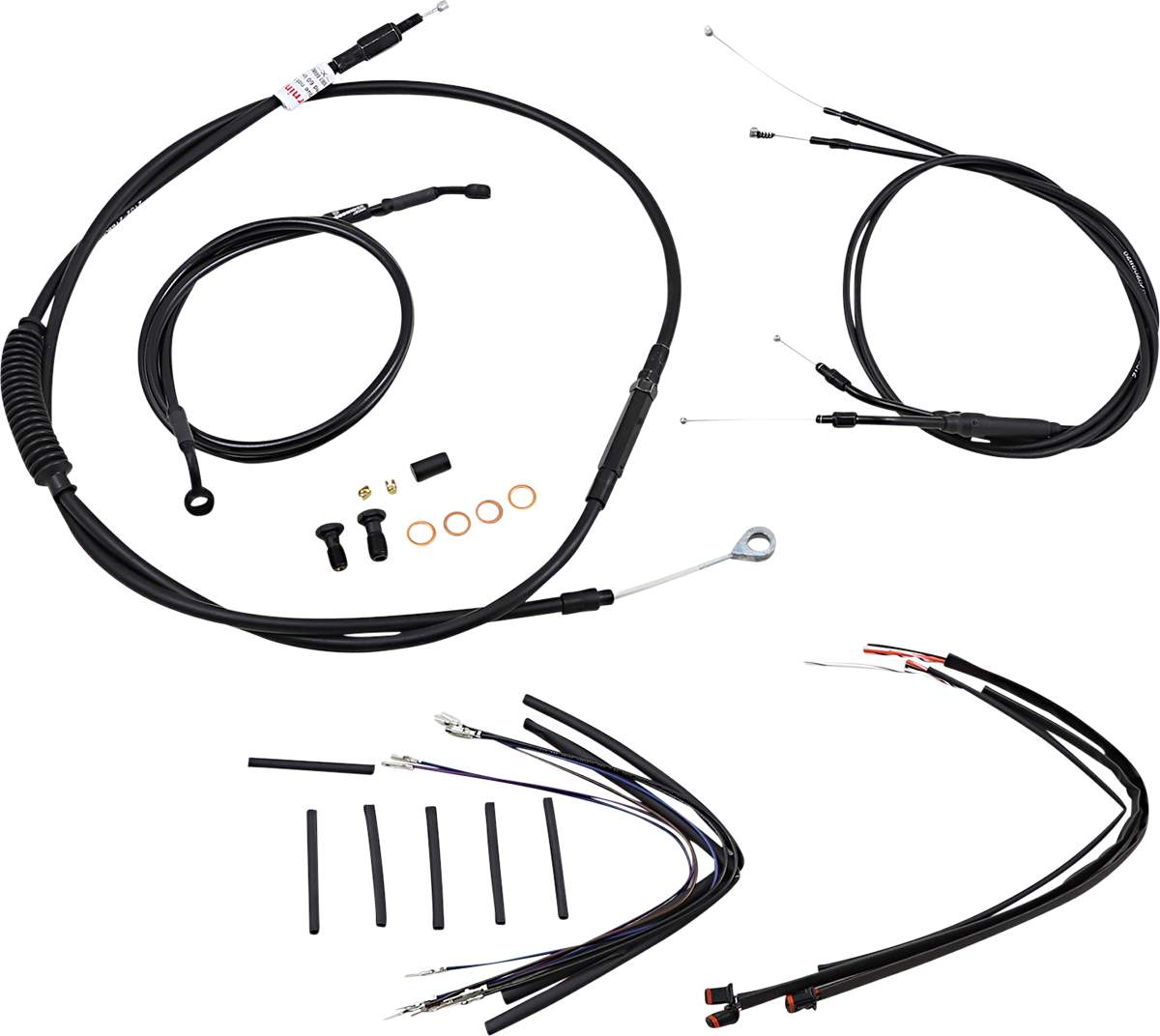 BURLY BRAND Jail Bar Cable Kit - 14" Handlebars - Black Vinyl - '12-'17 Dyna