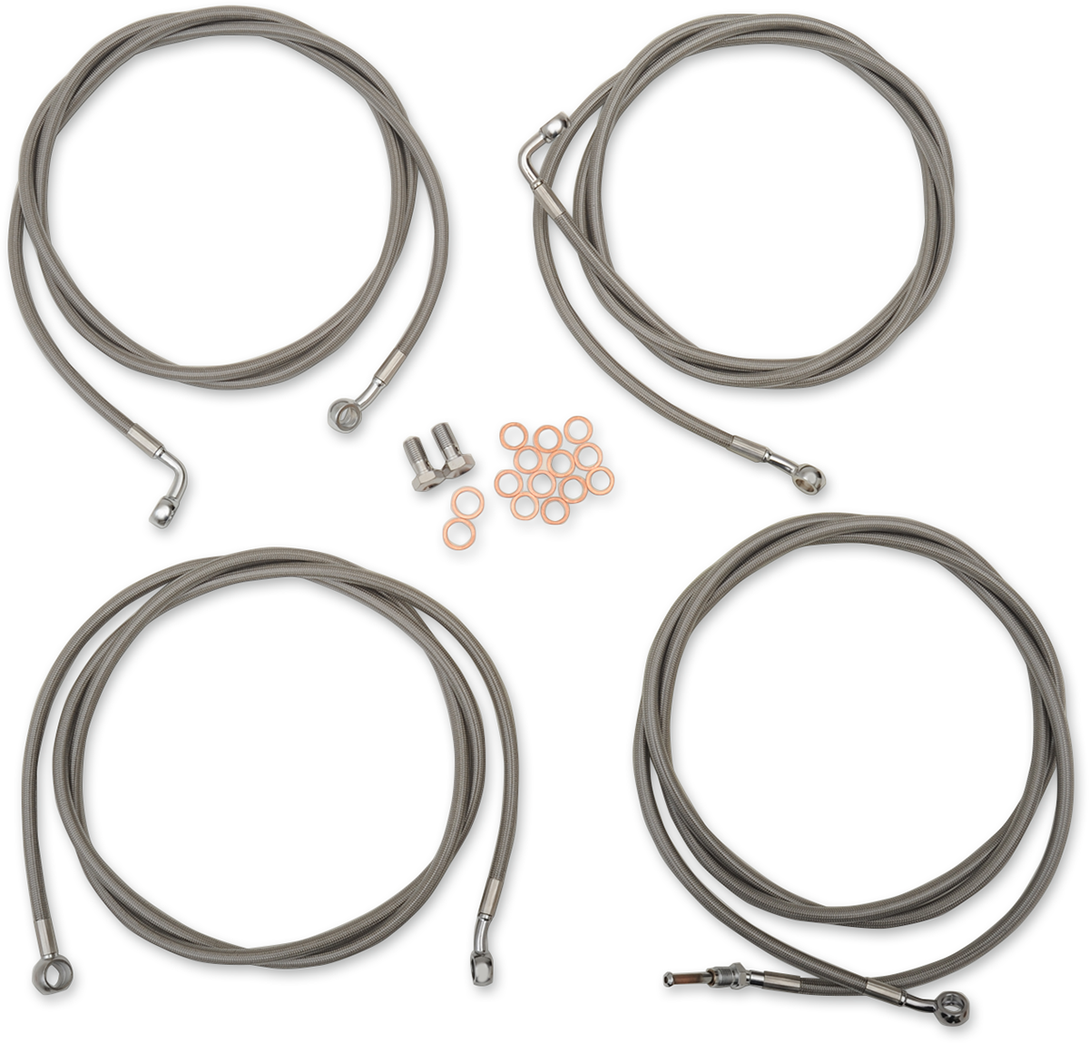 LA CHOPPERS Standard Stainless Braided Handlebar Cable/Brake Line Kit - 12"-14" Ape Hangers - '17-'20 Touring