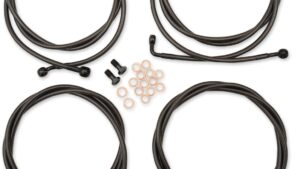 LA CHOPPERS Standard Midnight Braided Handlebar Cable/Brake Line Kit - 12"-14" Ape Hangers - '17-'20 Touring