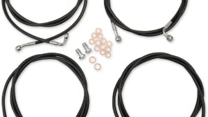 LA CHOPPERS Standard Black Vinyl Handlebar Cable/Brake Line Kit - 18"-20" Ape Hangers - '17-'20 FL