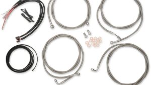 LA CHOPPERS Complete Stainless Braided Handlebar Cable/Brake Line Kit - 15"-17" Handlebars - '17-'20 Touring