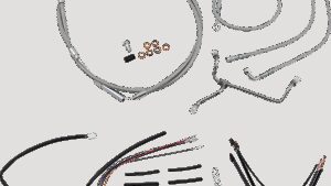 BURLY BRAND Complete Stainless Braided Handlebar Cable/Brake Line Kit - 14" Ape Hangers - '14-16 FLHR