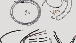 BURLY BRAND Complete Stainless Braided Handlebar Cable/Brake Line Kit - 14" Ape Hangers - '15-'16 FLTRX