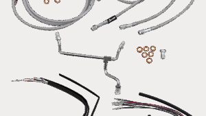 BURLY BRAND Complete Stainless Braided Handlebar Cable/Brake Line Kit - 16" Ape Hangers - '15-'16 FLTRX