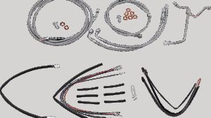 BURLY BRAND Complete Stainless Braided Handlebar Cable/Brake Line Kit - 18" Ape Hangers - '15-'16 FLTRX