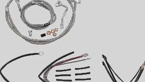 BURLY BRAND Complete Stainless Braided Handlebar Cable/Brake Line Kit - 18" Ape Hangers - '14-'16 FLHR