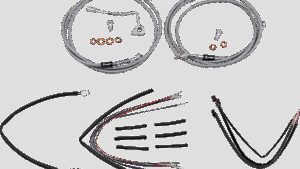 BURLY BRAND Complete Stainless Braided Handlebar Cable/Brake Line Kit - 18" Ape Hangers - '15-'16 FLTR