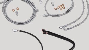 BURLY BRAND Complete Stainless Braided Handlebar Cable/Brake Line Kit - 14" Ape Hangers - '17-'19 Touring