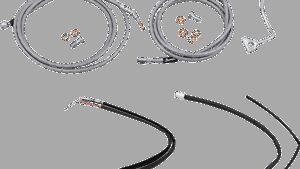 BURLY BRAND Complete Stainless Braided Handlebar Cable/Brake Line Kit - 16" Ape Hangers - '17-'20 Touring