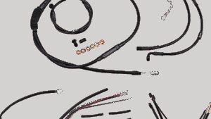 BURLY BRAND Complete Black Vinyl Handlebar Cable/Line Kit for Ape Hangers - 14" - '14-'16 FLHR