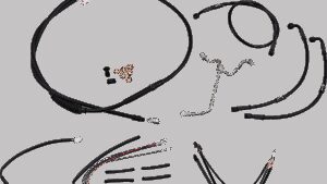 BURLY BRAND Complete Black Vinyl Handlebar Cable/Line Kit for Ape Hangers - 16" - '14-'16 FLHR