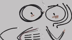 BURLY BRAND Complete Black Vinyl Handlebar Cable/Line Kit for Ape Hangers - 14" - '15-'16 FLTR