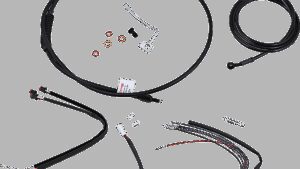 BURLY BRAND Complete Black Vinyl Handlebar Cable/Line Kit for Ape Hangers - 14" - ABS - '14-'16 FLHR