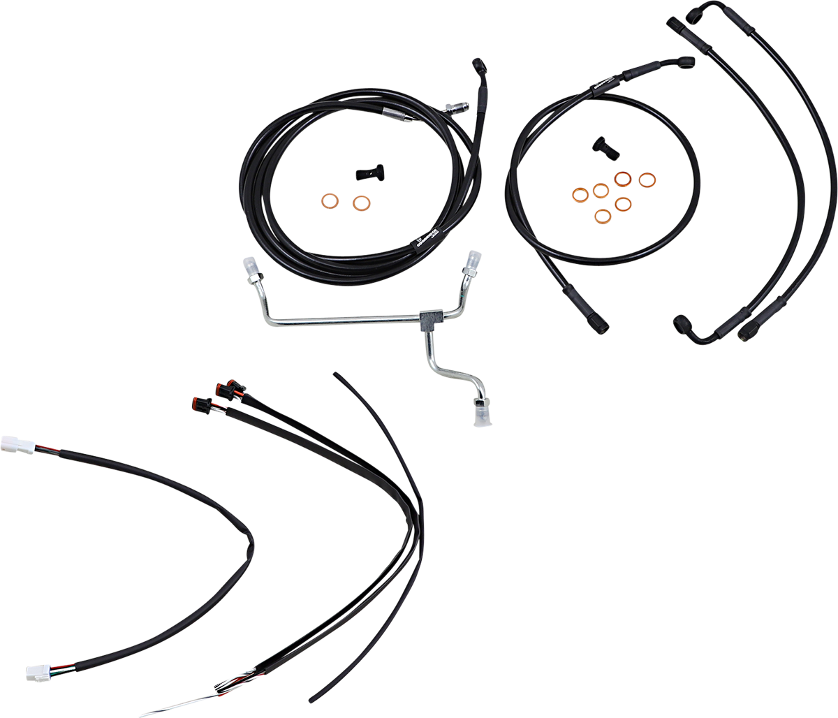 BURLY BRAND Complete Black Vinyl Handlebar Cable/Line Kit for Ape Hangers - 18" - '17-'19 Touring