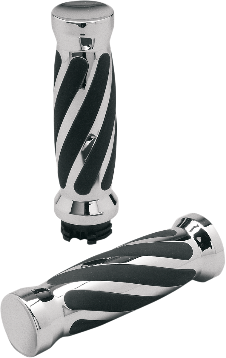 PRO-ONE PERF.MFG. Custom Twisted Rubber Grips - Cable - Chrome