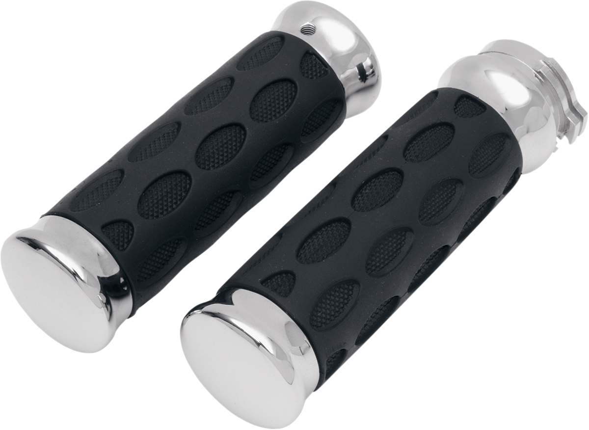 DRAG SPECIALTIES Custom Rubber Grips - Hotop - Chrome/Rubber