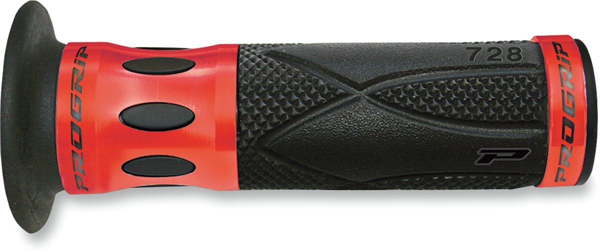PRO GRIP 728 Superbike Grips - Open Ends - Red