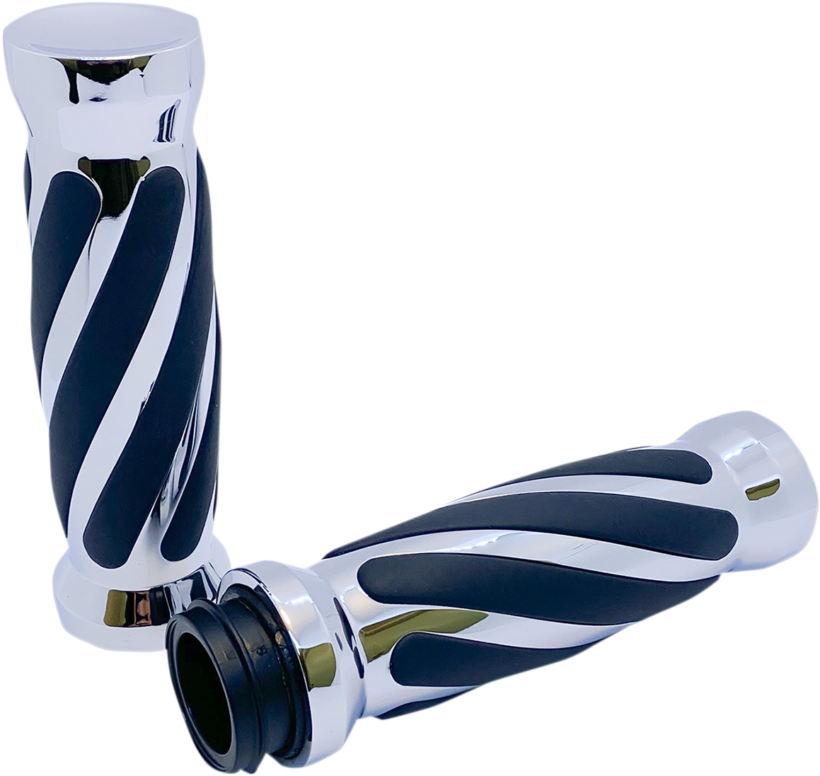 PRO-ONE PERF.MFG. Custom Twisted Rubber Grips - TBW - Chrome