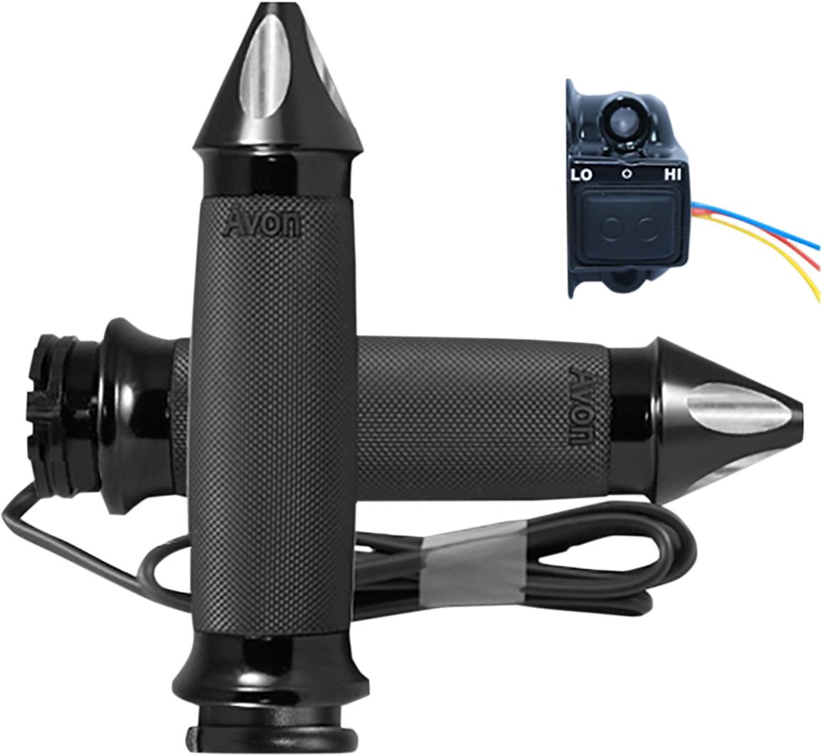 AVON GRIPS Heated Grips - Custom Contour - Spike - Cable - Black
