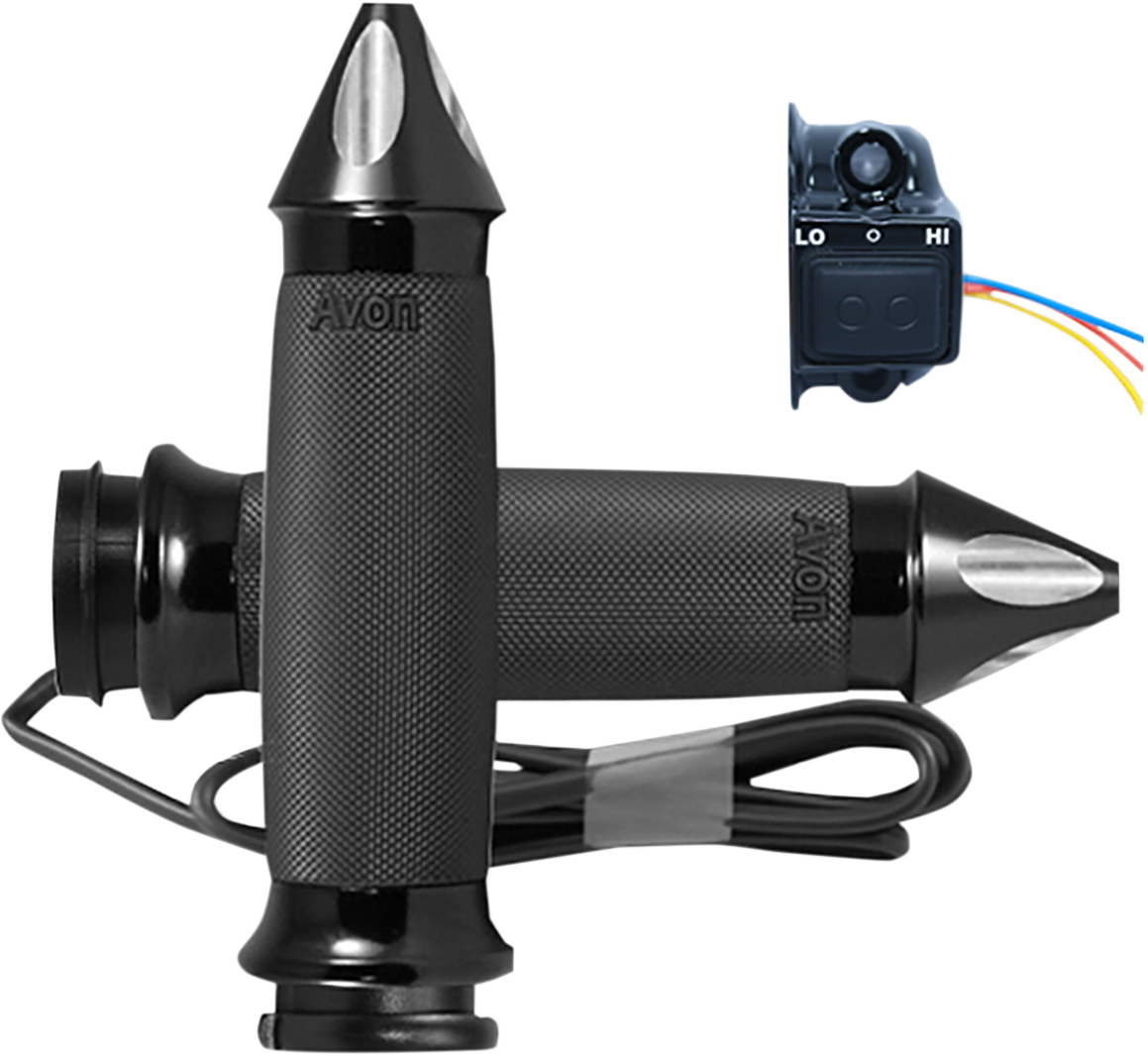 AVON GRIPS Heated Grips - Custom Contour - Spike - TBW - Black