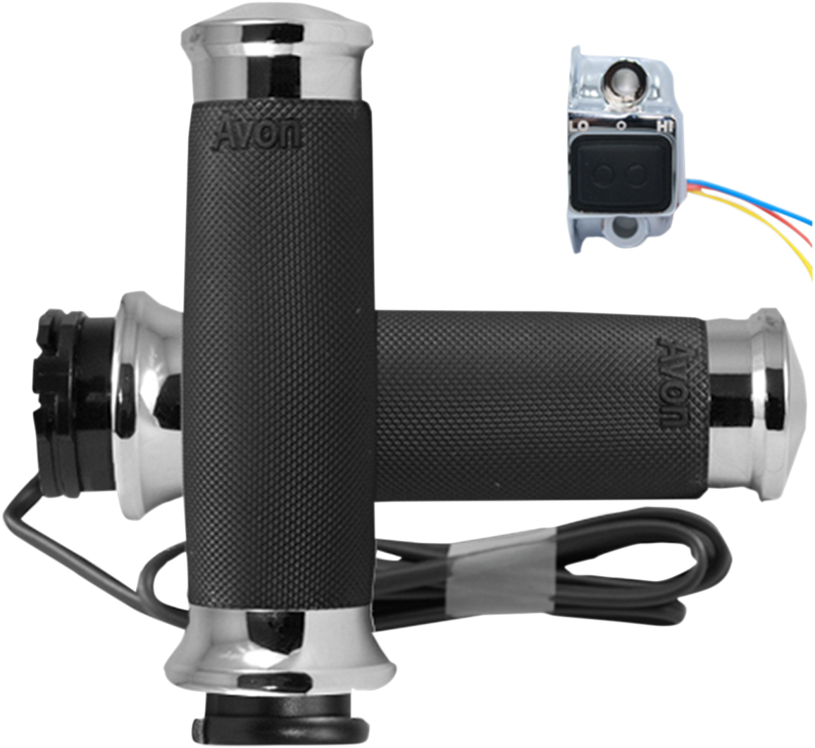 AVON GRIPS Heated Grips - Custom Contour - Cable - Chrome