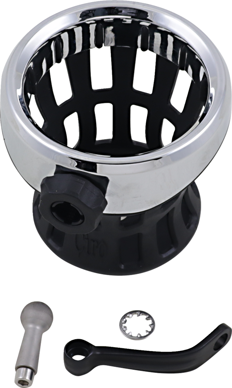 CIRO Drink Holder - Mirror Stem Mount - Chrome/Black