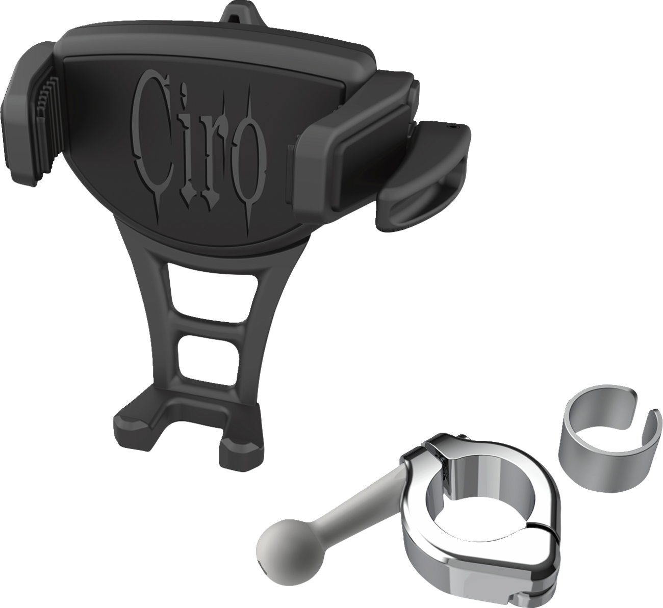 CIRO HOLDER PHONE CONSTRICTOR BLACK, H-BAR MOUNT 7/8" & 1" CHR