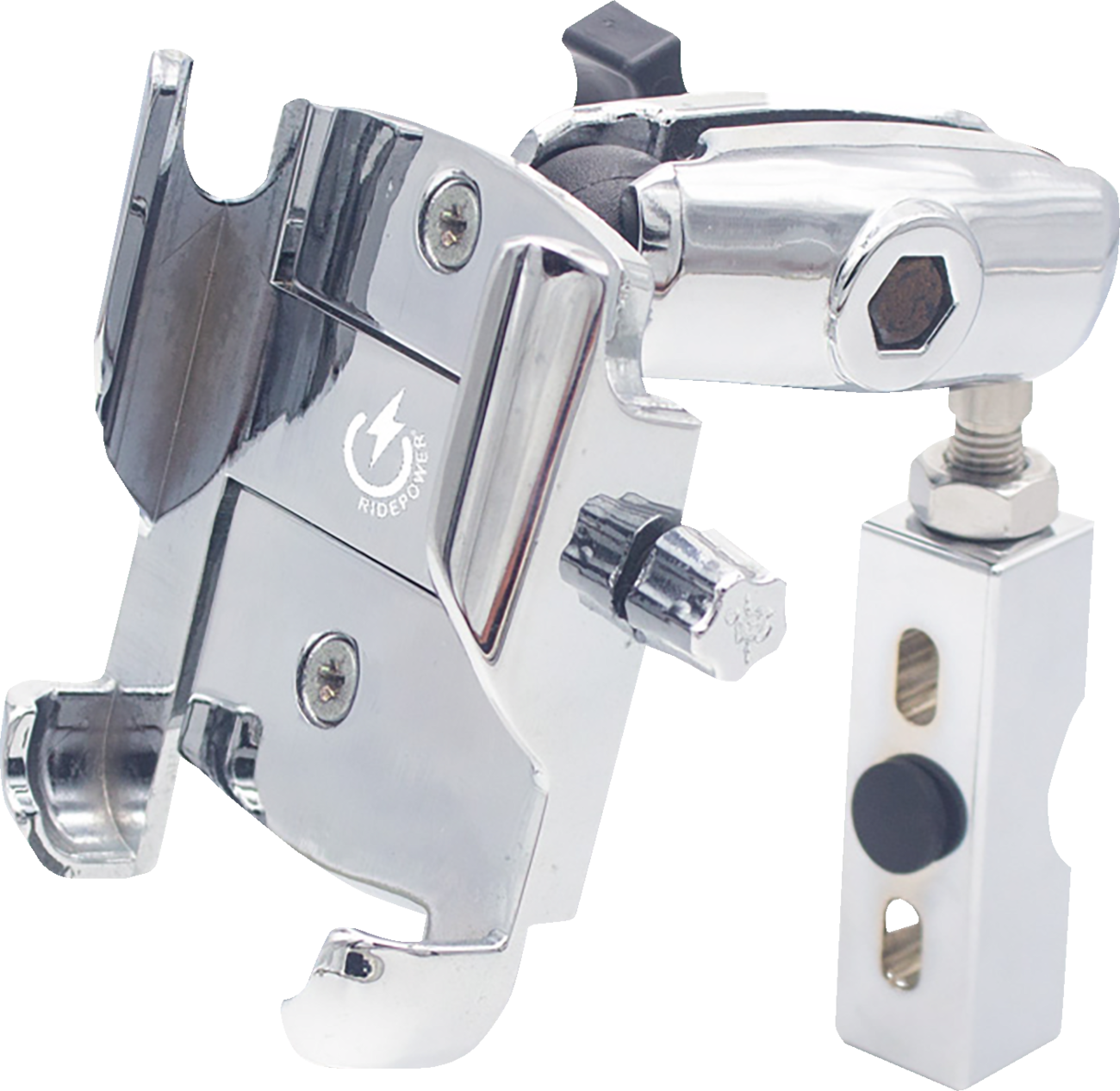 RIDEPOWER Metal Phone Mount - Large - Perch Mount - Chrome