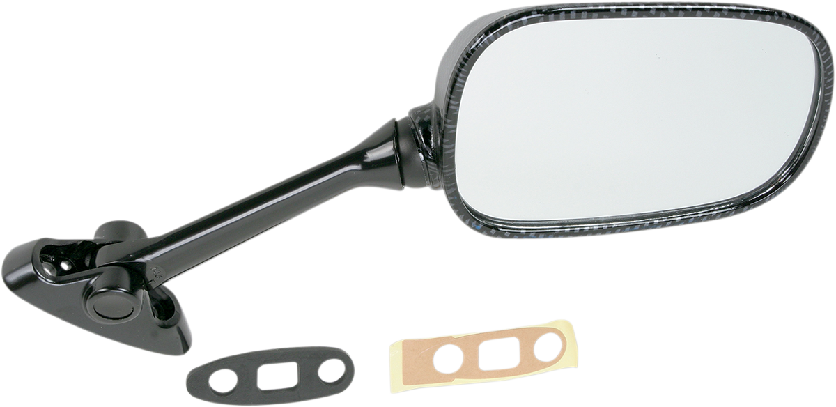 EMGO Mirror - Side View - Black/Carbon Fiber - Rectangle - Right - Suzuki