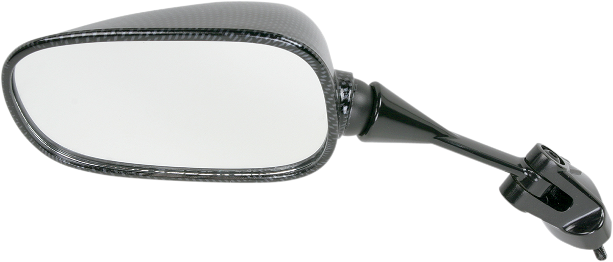 EMGO Mirror - Side View - Black/Carbon Fiber - Rectangle - Left - Kawasaki