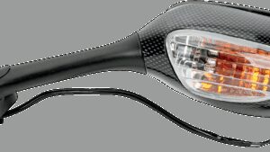 EMGO Mirror - Side View - Lighted - Black/Carbon Fiber - Rectangle - Left - Suzuki