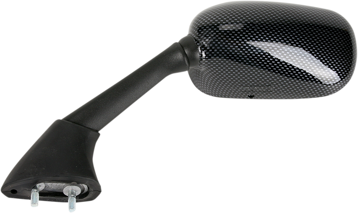 EMGO Mirror - Side View - Black/Carbon Fiber - Rectangle - Left - Yamaha