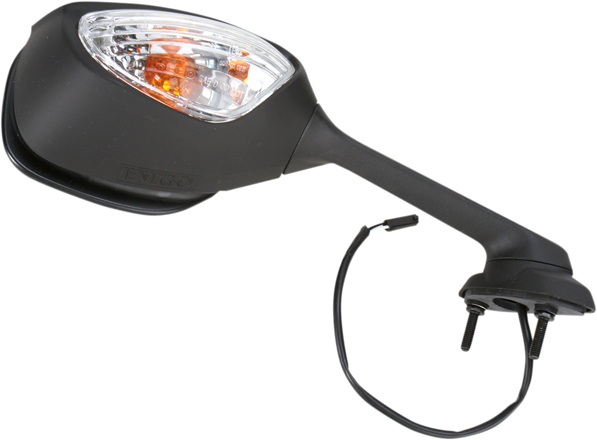 EMGO Mirror - Side View w/Integrated Turn Signals - Oval - Black - Right