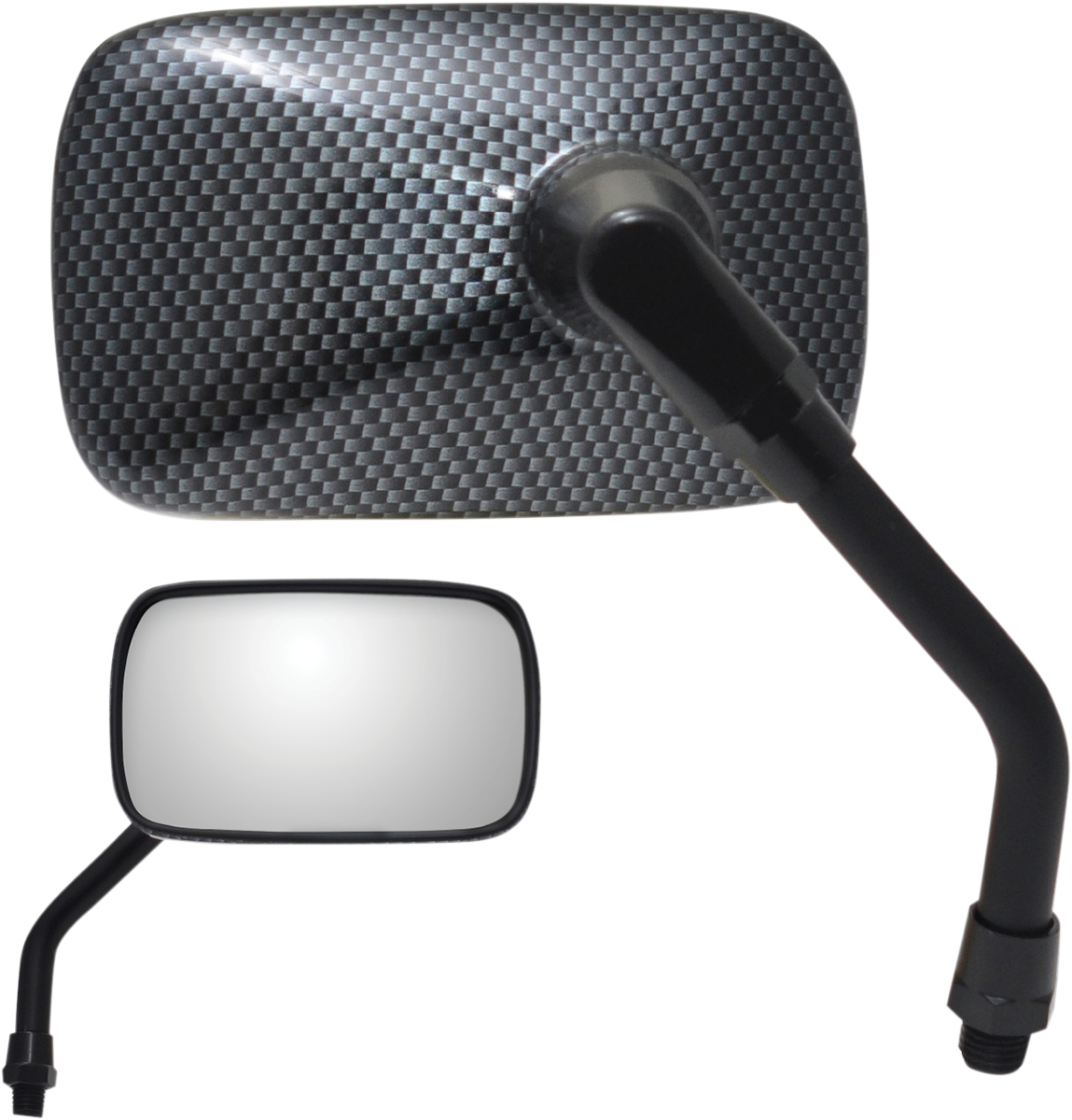 PARTS UNLIMITED Mirror - Mini - Side View - Rectangle - Black/Carbon Fiber - M10x1.25 - Each