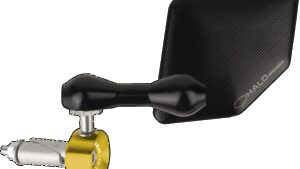 DRIVEN RACING Mirror - Halo - Side View - Pentagon - Black/Gold - Left - Each